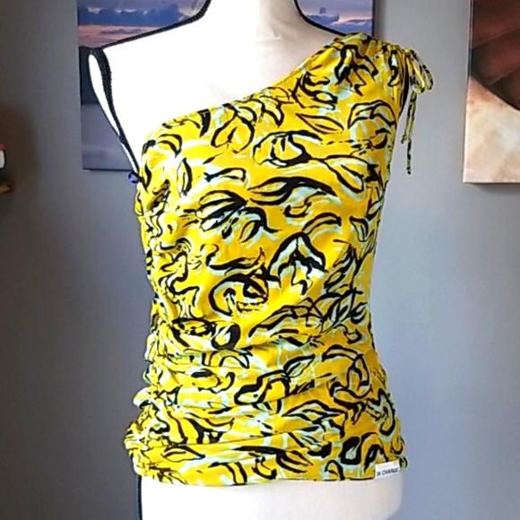 NWT DVF Sylvie 1 shoulder ruched reversible top - Picture 1 of 15